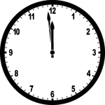 Round clock with numbers showing time 11:59