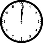 Round clock with numbers showing time 12:01