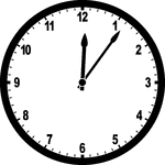 Round clock with numbers showing time 12:06