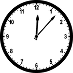 Round clock with numbers showing time 12:07