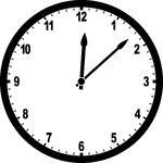 Round clock with numbers showing time 12:08