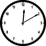 Round clock with numbers showing time 12:10