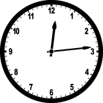Round clock with numbers showing time 12:14