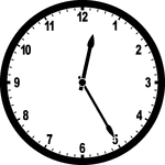 Round clock with numbers showing time 12:25