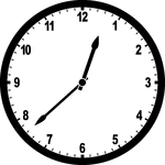 Round clock with numbers showing time 12:38