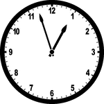 Round clock with numbers showing time 12:57