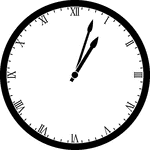Round clock with Roman numerals showing time 1:03