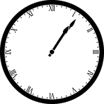 Round clock with Roman numerals showing time 1:06