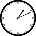 Round clock with Roman numerals showing time 1:11