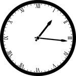 Round clock with Roman numerals showing time 1:16