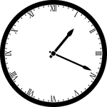 Round clock with Roman numerals showing time 1:19