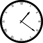 Round clock with Roman numerals showing time 1:21