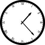 Round clock with Roman numerals showing time 1:23