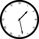 Round clock with Roman numerals showing time 1:28