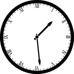 Round clock with Roman numerals showing time 1:29