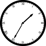 Round clock with Roman numerals showing time 1:35