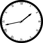 Round clock with Roman numerals showing time 1:43