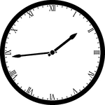 Round clock with Roman numerals showing time 1:44