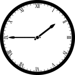 Round clock with Roman numerals showing time 1:45