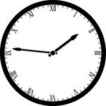 Round clock with Roman numerals showing time 1:46
