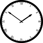 Round clock with Roman numerals showing time 1:51