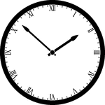 Round clock with Roman numerals showing time 1:52