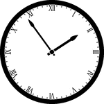 Round clock with Roman numerals showing time 1:54
