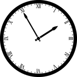Round clock with Roman numerals showing time 1:55