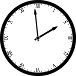 Round clock with Roman numerals showing time 1:59