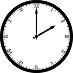 Round clock with Roman numerals showing time 2:00