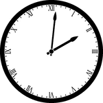 Round clock with Roman numerals showing time 2:01
