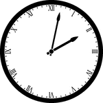 Round clock with Roman numerals showing time 2:02