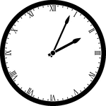 Round clock with Roman numerals showing time 2:04