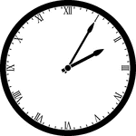Round clock with Roman numerals showing time 2:05