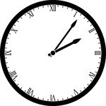 Round clock with Roman numerals showing time 2:06