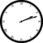 Round clock with Roman numerals showing time 2:12