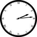 Round clock with Roman numerals showing time 2:14