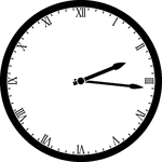 Round clock with Roman numerals showing time 2:16