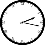 Round clock with Roman numerals showing time 2:17