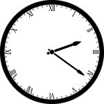 Round clock with Roman numerals showing time 2:21