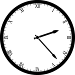 Round clock with Roman numerals showing time 2:23