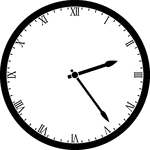Round clock with Roman numerals showing time 2:24