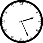 Round clock with Roman numerals showing time 2:26
