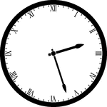 Round clock with Roman numerals showing time 2:27