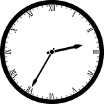 Round clock with Roman numerals showing time 2:35
