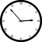 Round clock with Roman numerals showing time 2:53