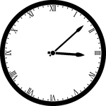 Round clock with Roman numerals showing time 3:08