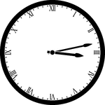 Round clock with Roman numerals showing time 3:13