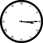 Round clock with Roman numerals showing time 3:15