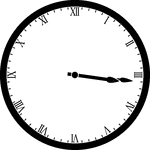Round clock with Roman numerals showing time 3:16